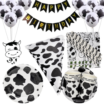 Farm Cow Theme Birthday Party Disposable tableware Tablecloth Animal Cow Balloon Baby Shower supplies house decoration