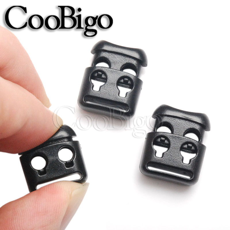 10pcs Plastic Black Cord Locks Stopper Outdoor Running Sport Shoes Buckle For Shoelace Rope Clamp Apparel DIY Accessories