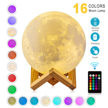 Dropshipping 3D Print Galaxy Moon Lamp Night Light USB Rechargeable Creative Home Decor Globe Bedroom Lover Children Gift