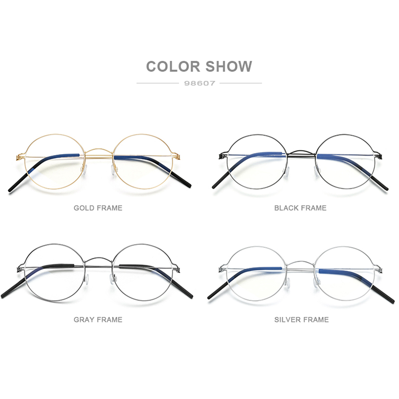 FONEX Titanium Alloy Eyeglasses Frame Men Vintage Round Glasses Women Optical Korean Prescription Screwless Eyewear 98607