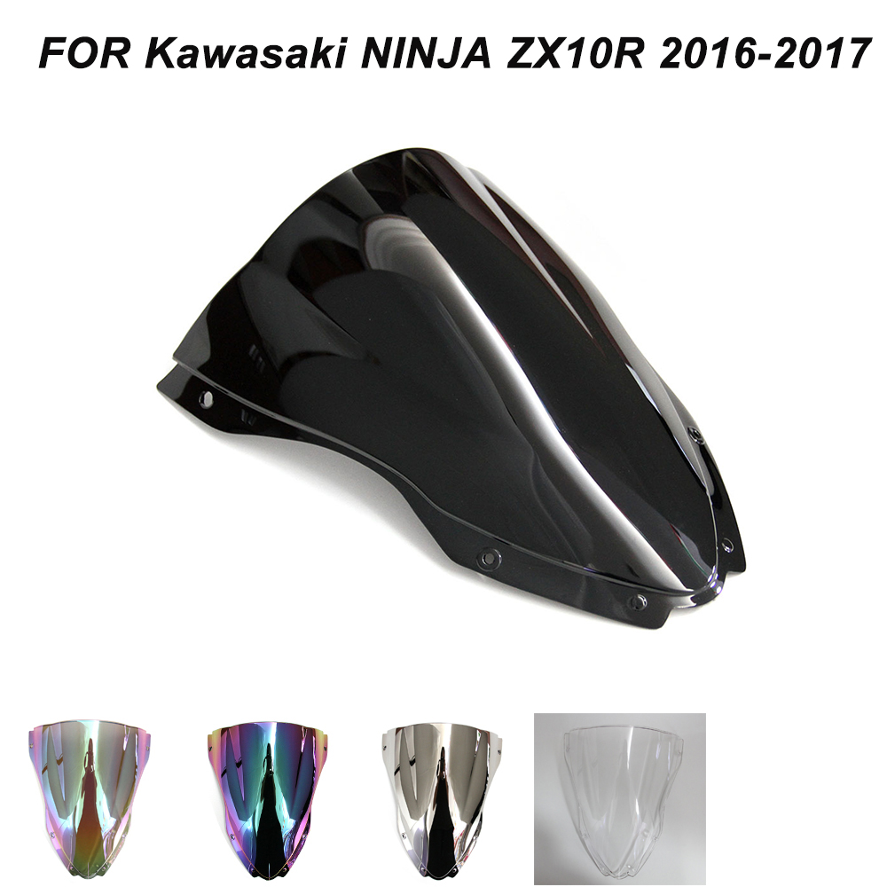 Windscreen For Kawasaki Ninja ZX10R ZX-10R 2016 2017 2018 Double Bubble Motorcycle Windshield Iridium Wind Deflectors