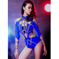 Fashion Women Performance Clothing Dj Female Singer Combination Ds Costume Hollow Long Sleeve Sexy Bodysuit Jazz Dance Wear