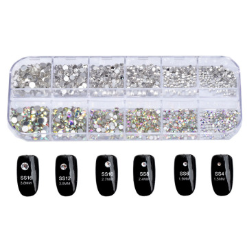 Swarovsky 1728Pcs Multi-size Crystal Diamonds 3D Nail Art Decorations Gem Stones For Nails Rhinestone Decoration Nail Jewelry