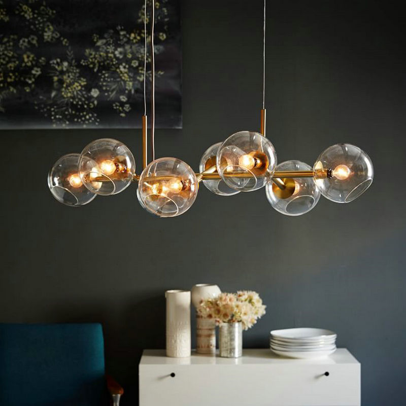 Modern Creative Glass Chandelier Nordic Lighting Simple Personality Magic Bean Bedroom Molecular Lamp Nordic Living Room Lamps