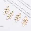 10 pcs/bag Gold Plated Leaf Connectors Metal Crafts Charms DIY Necklace Leaf Charms For Jewelry Findings Making DIY Accessories