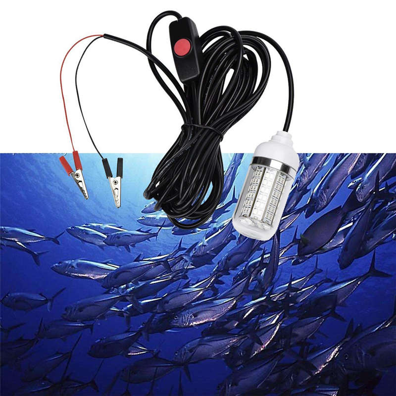 12V 15W Fishing Light 108Pcs 2835 Led Underwater Fishing Light Lures Fish Finder Lamp Attracts Prawns Squid Krill (White+white l