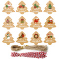 48sets Kraft Paper Tags Santa Claus Christmas Tree Gift Tags Xmas Party Decoration DIY Hang Tag Craft Packaging Labels with Rope