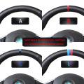 APPDEE Black Genuine Leather Hand-stitched Car Steering Wheel Cover for BMW E39 E46 325i E53 X5