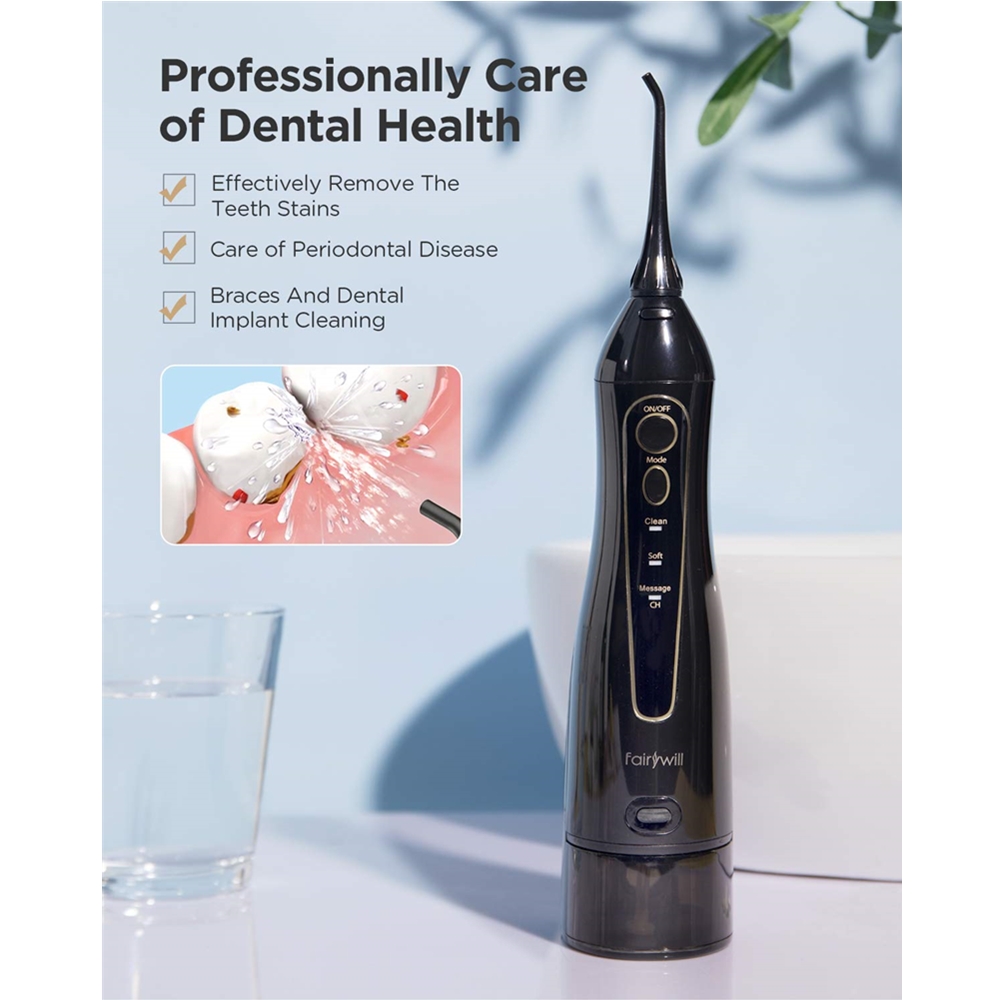 Fairywill 300ml Portable Oral Irrigator USB Rechargeable Dental Water Flosser Jet Irrigator Dental Teeth Cleaner 3 Modes