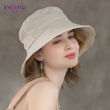 ENJOYFUR Summer Cotton Bucket Hat For Women Hip Hop Outdoor Caps Fishermen Sun hats