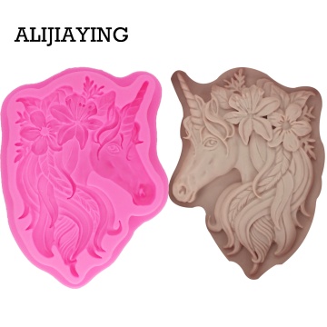 M1326 Unicorn shape silicone mold Flower Cake Decorating tool Cupcake Gumpaste fondant Resin Clay Cookie Tools