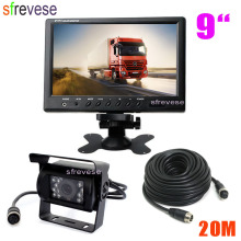 9" TFT LCD Rear View Monitor + Waterproof 4Pin 18 LED Reversing Parking Backup Camera Kit Free 20M cable for Bus Truck Motorhome