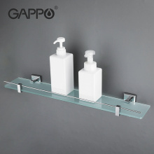GAPPO Bathroom Shelves Wall Mounted Bathroom Glass shelf restroom shelf Hardware Accessories in two hooks G3807