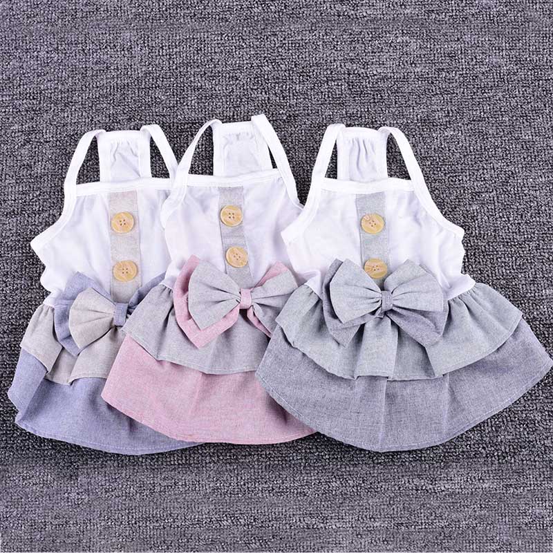 Cooling Summer Pet Buckle Dresses Dog Costumes Puppy Wedding Apparel Dress Spring Large Small Dogs Coats