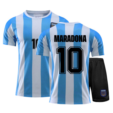 Maradona 10 Kids Retro Jersey 1986 Short Sleeve Vintage Fan T Shirts High Quality Women Men Tee Shirt Homme