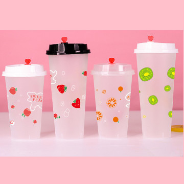 50pcs High quality 90mm caliber 500ml disposable coffee cups party favors frosted transparent fruit plastic cups for drinks