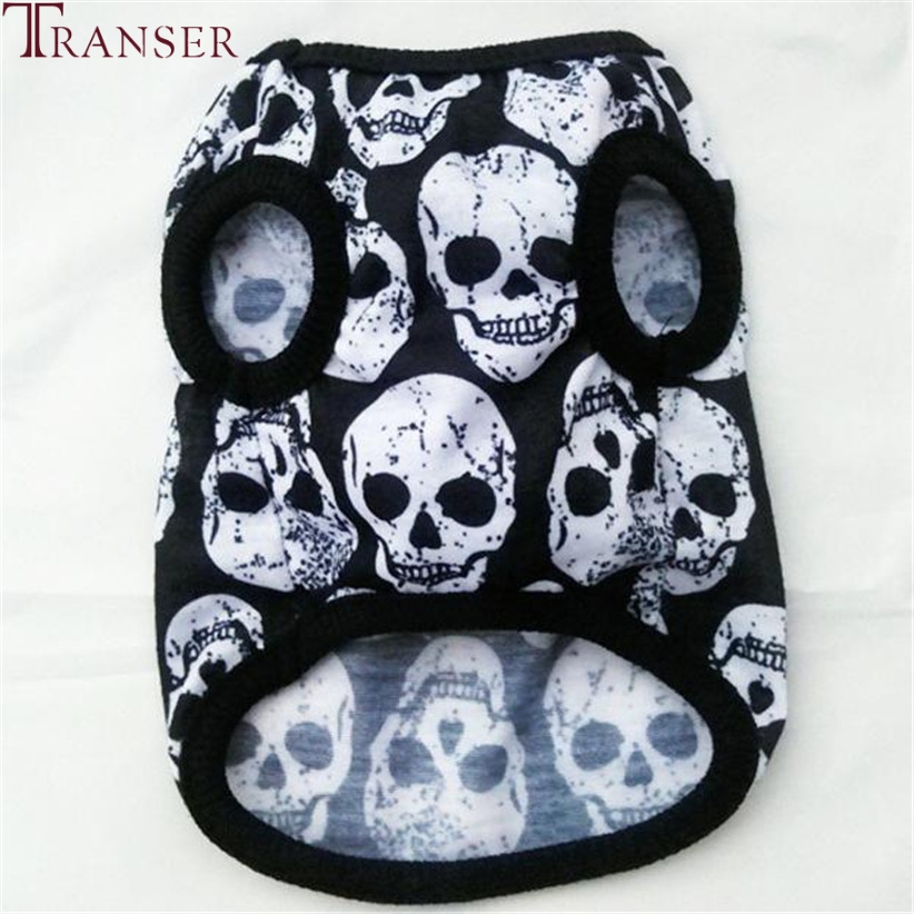 Transer Pet Dog Clothes For Small Dogs Skeleton Print Cat Dog Vest T-Shirt Black Pet Apparel 80118