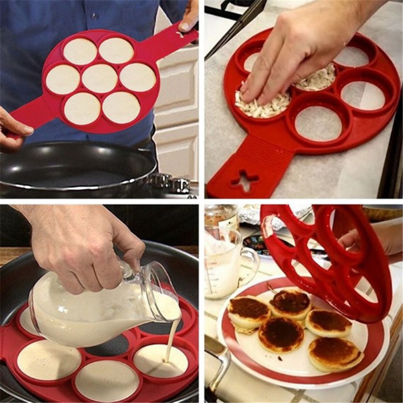 Reusable Silicone Egg Pancake Maker Kitchen Baking Non-stick Fried Egg Rings Mold Muffins Cooking Shaper