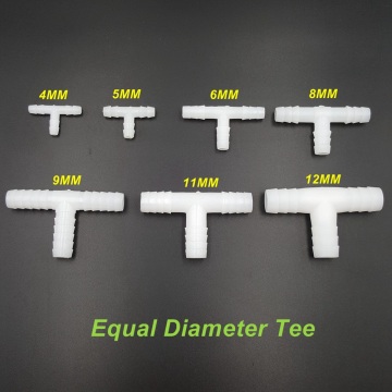 5pcs/lot PE Food Grade T-Type Tee Hose Connector Splitters Equal Diameter Gladhand for 3-12MM Hose Silicone Tube