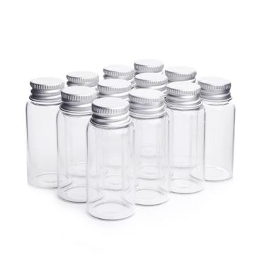 5PCS 27*50mm 15ml Clear Glass Bottle Jars Glass Vials With Screw Caps Storage Bottle lanugo Jars Spice Jar Wedding Holiday Decor