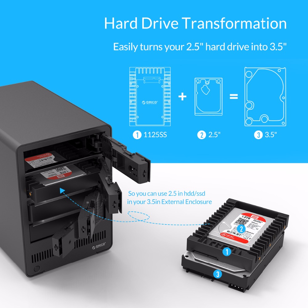 Orico 1125Ss Hdd Enclosure Standard 2.5 To 3.5 Inch 7 / 9.5 / 12.5Mm Hard Disk Drive Adapter Caddy Sata 3.0 Fast Transfer Spee