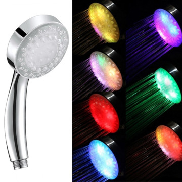 7 Color Changing LED HandHeld Shower Head Single Round Rainfall Water Saving Nozzle RC-9816 Bathroom Accessory
