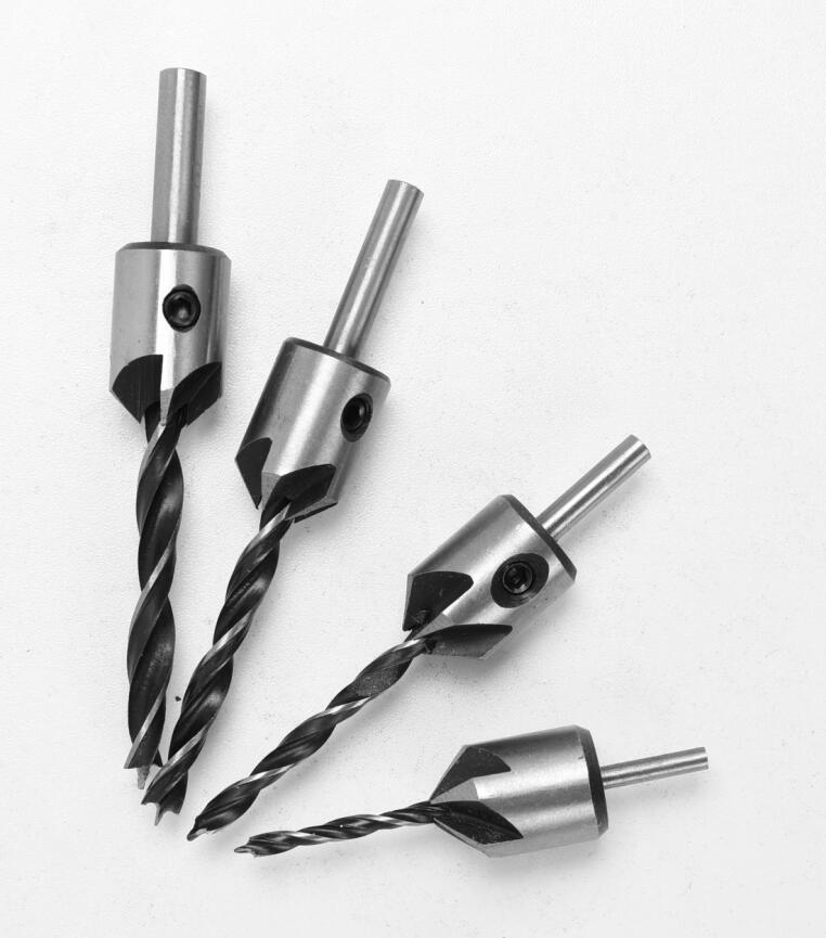 HCS 5 Flute Countersink Drill Bit Set Screw Woodworking Drill Press Set Reamer Screw Woo Tool 3-6mm