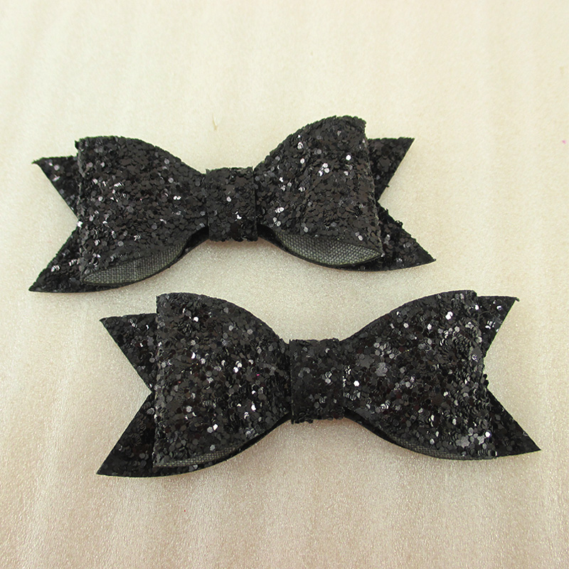 10Y41751 83*39mm sequins Hairpins Fashion Glitter Artificial Leather Bow For Children Hair Headwear