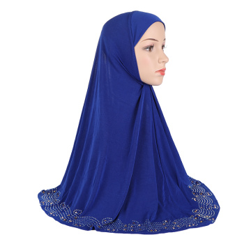 Women's one-Piece Amira Instant Hijab Cap Plain Ready to Wear With Exquisite Diamonds Muslim Head Scarf Headwear Islam Clothing