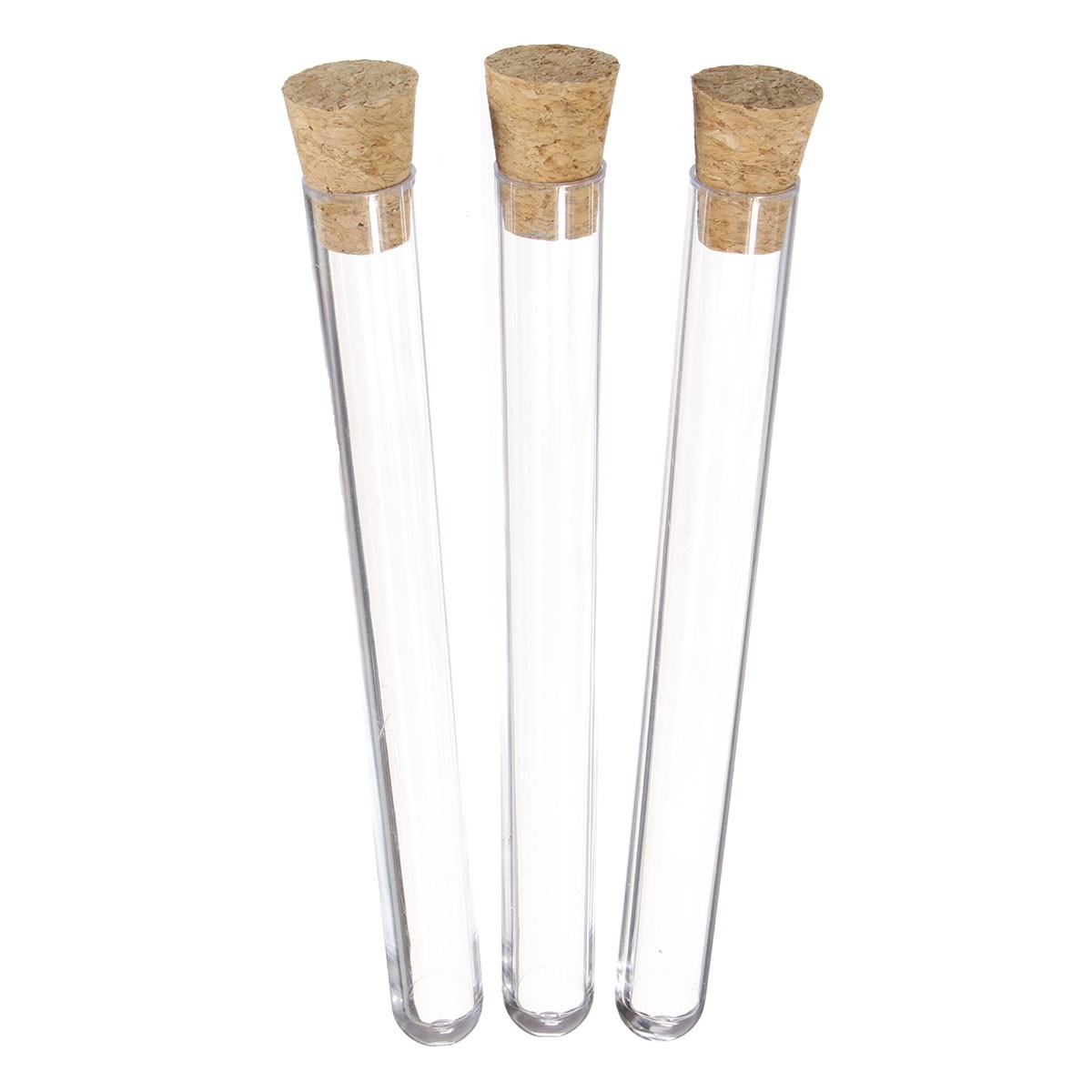 Kicute 50pcs/pack Newest 20ml Transparent Plastic Test Tubes With Corks Stoppers Laboratory School Educational Suppy 150x15mm