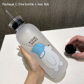 1000ml Plastic Bottle Cartoon Frosted water Bottles Leak-proof Drinkware Panda Polar Bear Brown Cup Bear Pattern Transparent
