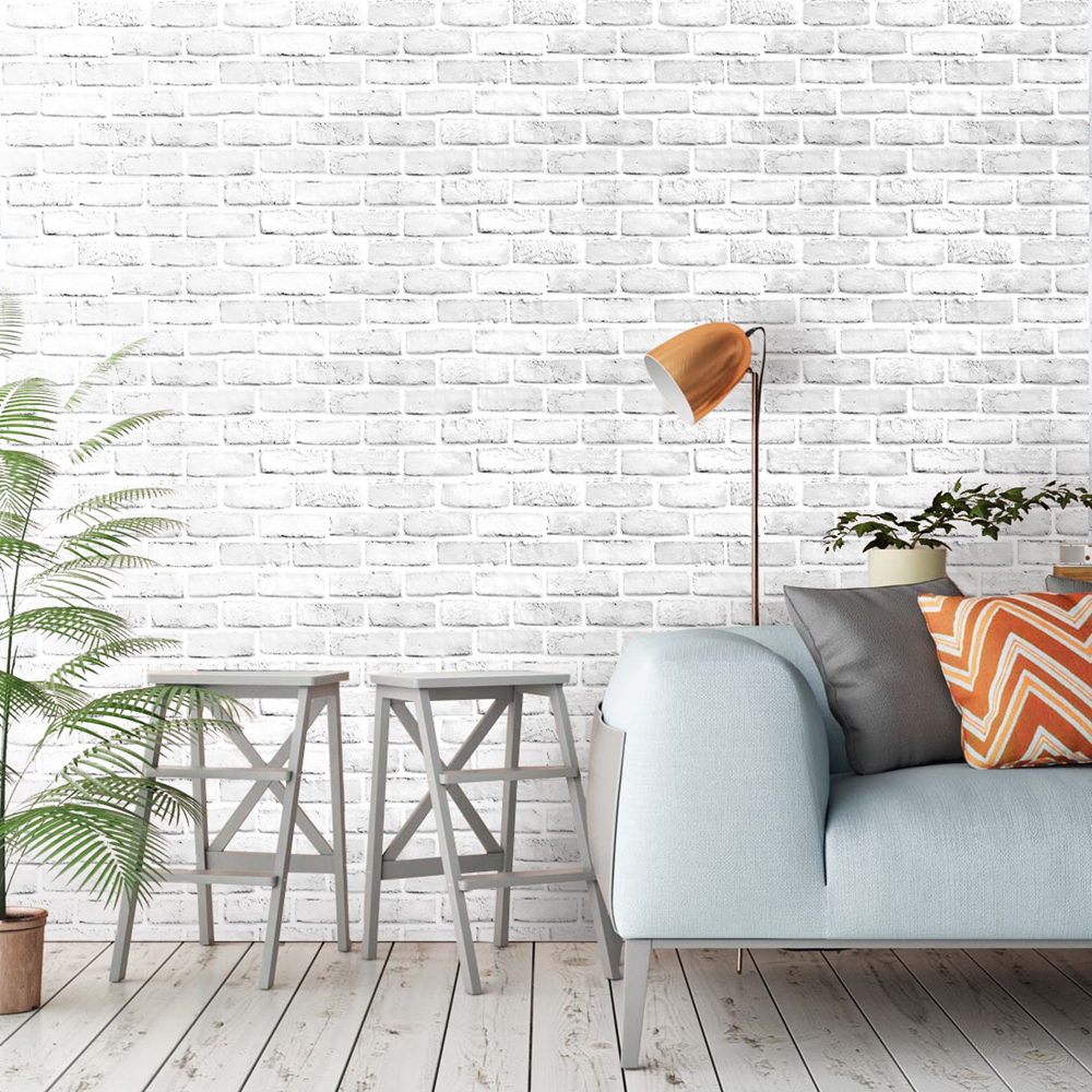 Peel And Stick Faux Brick Wallpaper White/Grey Self Adhesive Contact Paper Bathroom For Wall Home Decorative Wallpapers Sticker