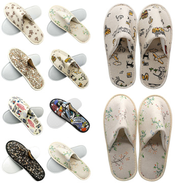 Home Guest Indoor Slippers Men Women Hotel Travel Spa Portable Folding Disposable Supplies Unisex Slippers Summer Linen