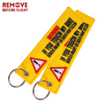 3PCS Remove Before Flight Warning Keychain Tag Keychains for Motorcycles and Cars Key Tag Embroidery Yelloew Danger Key Rings