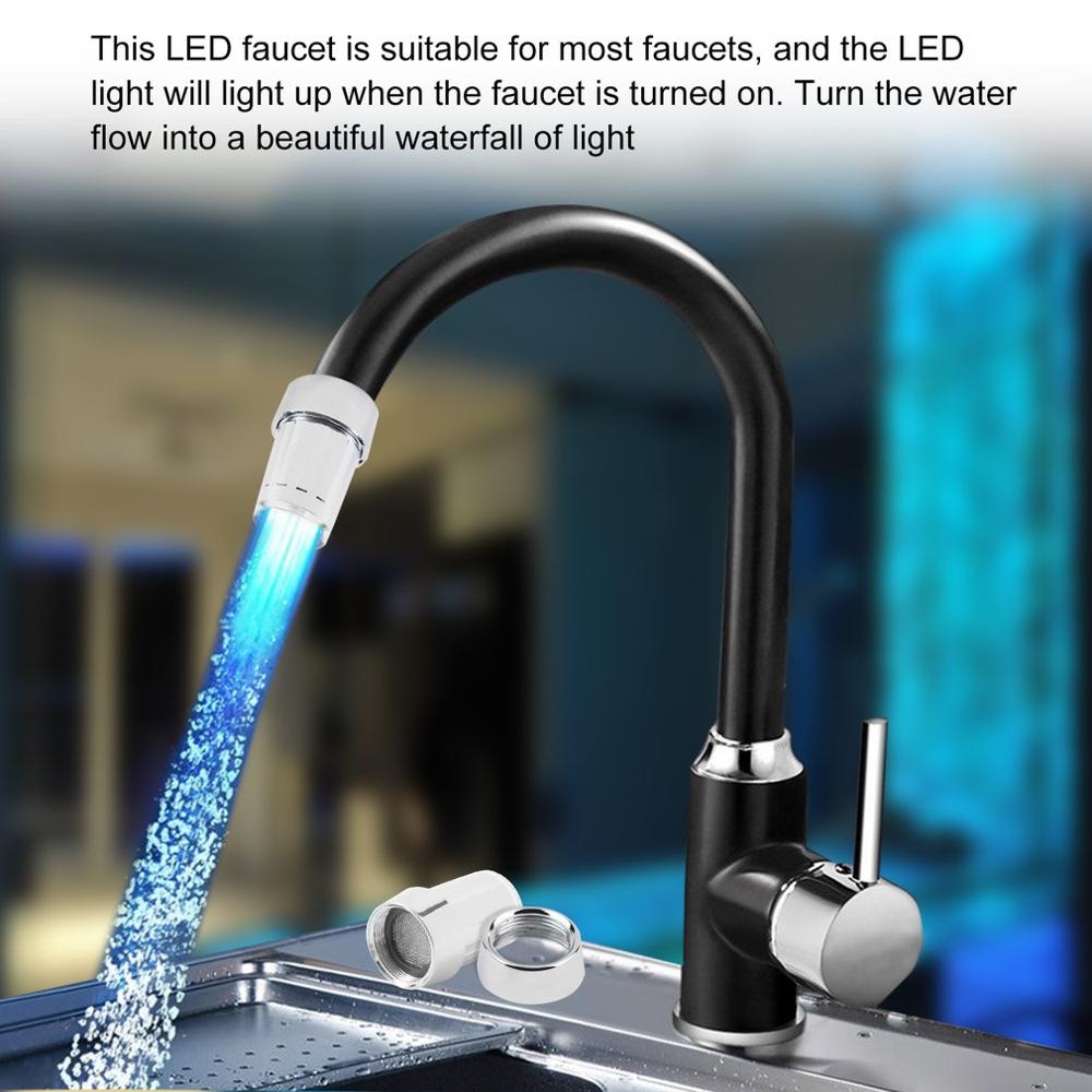 2020 Creative Kitchen Bathroom Light-Up LED Faucet Colorful Changing Glow Nozzle Shower Head Water Tap Filter No Battery Supply