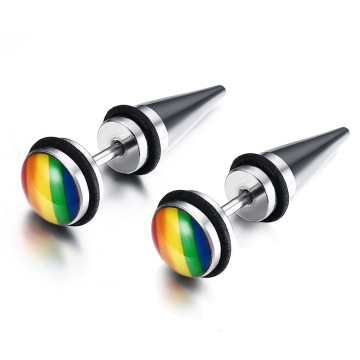 LGBT Rainbow Earring Gay Pride Spike Stud Earrings for Men Women Stainless Steel Fashion Jewelry Brinco Aretes Punk Rock Gift