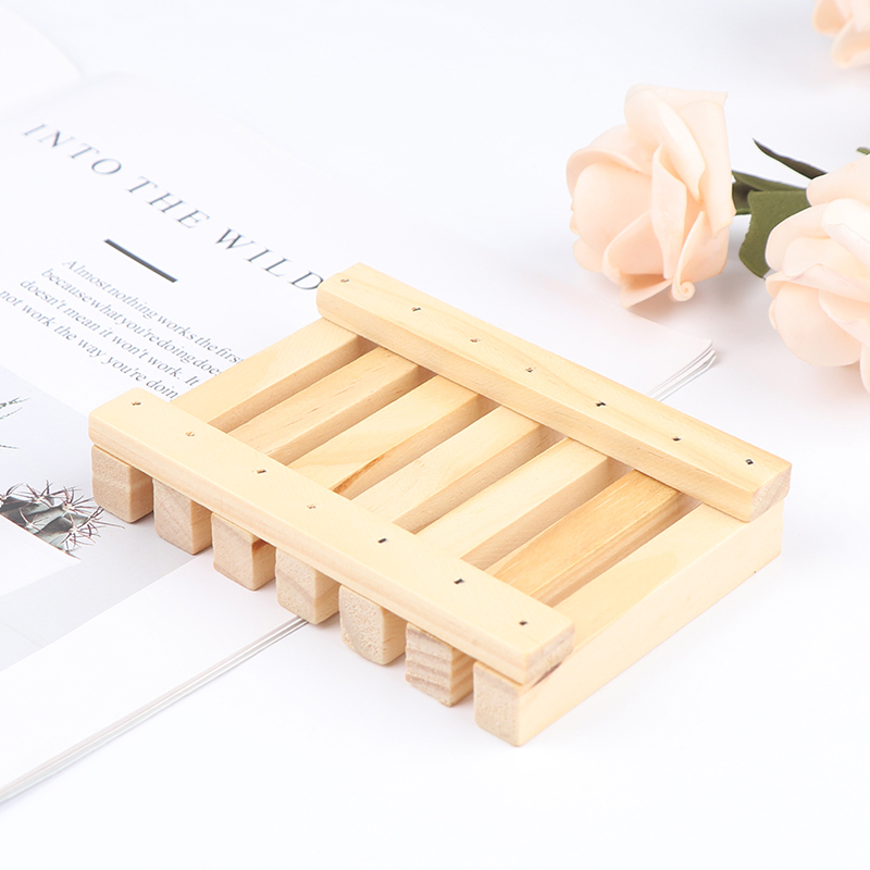 1X Wooden Natural Bamboo Soap Dishes Tray Holder Storage Soap Rack Plate Box Container Portable Bathroom Soap Dish Storage Box