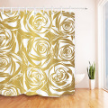 180*180 Gold and White Roses Shower Curtains WaterProof Polyester Bathroom Curtain Fabric for Bathtub Home Decor with 12 Hook
