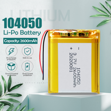 3.7V 2600mah 104050 Li-polymer Rechargeable Battery for MP3 MP4 Speaker Projector Humidifier Solar Lamp Power Bank Li Po Battery