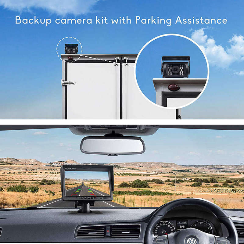 Backup Camera Kit, 7 inch Lcd Rear View Monitor With Ip67 Waterproof Night Visible Back Up Rearview Reverse Cam For Trucks, Rvs,