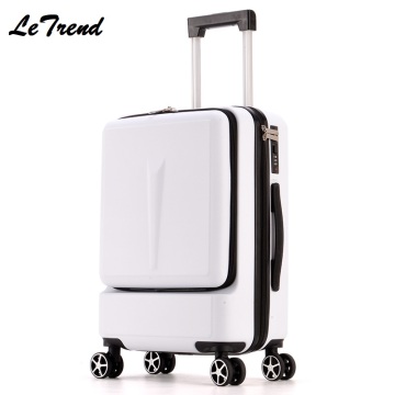 Letrend New Fashion 24 Inch Front Pocket Rolling Luggage Trolley Password Box 20' Boarding Suitcase Women Travel Bag Trunk