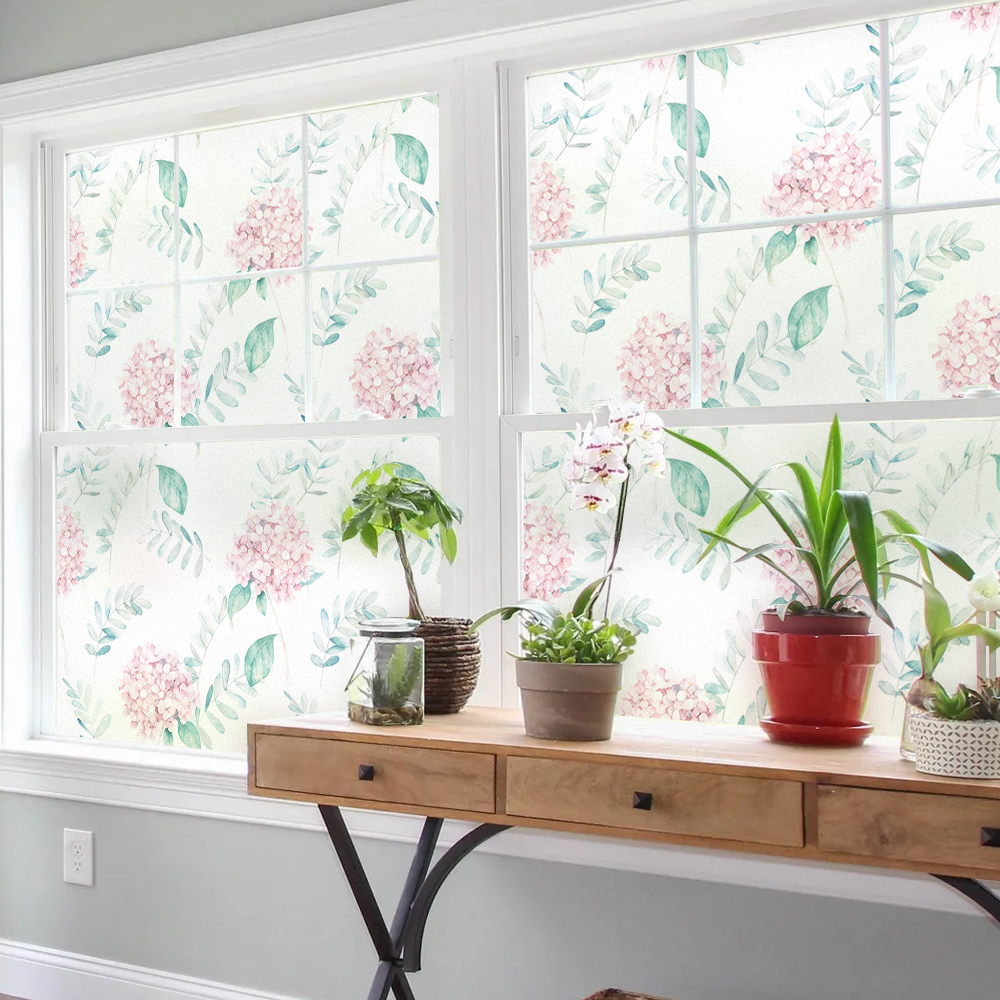 Static glass window film decoration hydrangea flower pattern opaque film bedroom home decoration BLT3048