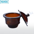HUAOU 150mm Vacuum Desiccator with Ground - In Stopcock Porcelain Plate Amber Brown Glass Laboratory Drying Equipment