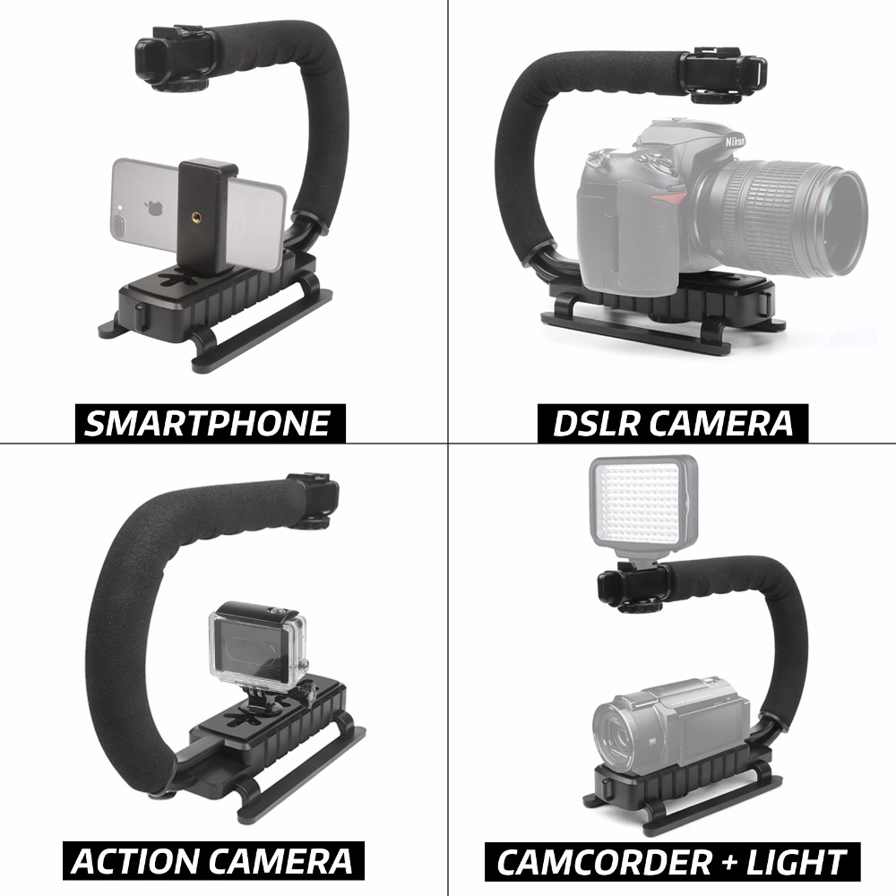 SHOOT C Shaped Holder Grip Video Handheld Stabilizer for DSLR Nikon Canon Sony Camera SLR Steadicam for Gopro Hero 7 6 vlogging