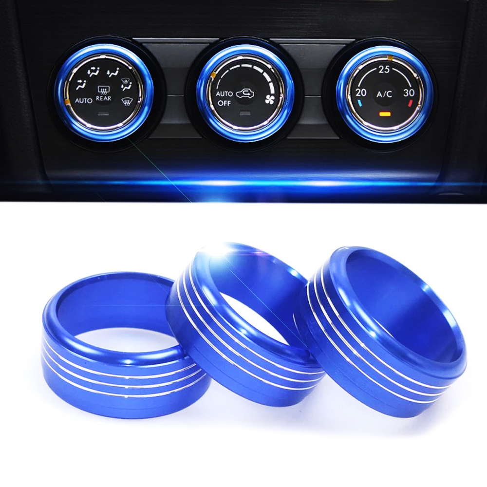JEAZEA New 3pcs High Quality Aluminum Alloy Air Conditioning AC Button Cover for Subaru Forester XV Impreza 2013 2014 2015