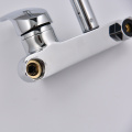 SHAI Wall Mounted Kitchen Faucet Hot & Cold Water Mixer 360 Degree Rotation Brass Basin Faucets Ceramic Plate Spool Water Tap