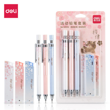 0.5mm Lovely Fresh Cherry Sakura Mechanical Pencil Set Student Automatic Pencil School Office Supply Escolar Papelaria
