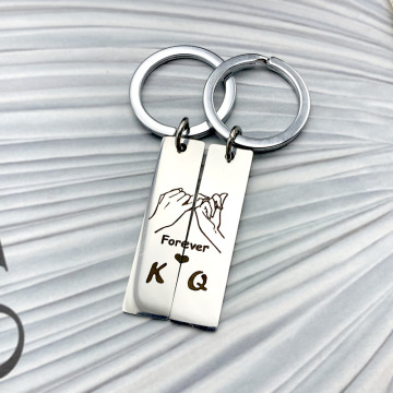 Oeinin Charms Key Chain Man King Queen Forever Love Keychain Bags Lovers Letter Color Keyring Stainless Steel Pendant Llaveros