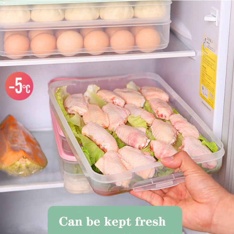 Refrigerator Food Storage Box Kitchen Accessories Organizer Fresh Box Dumplings Vegetable Egg Holder Stackable Microwave