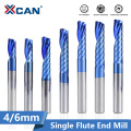 XCAN 1pc 4/6mm Shank 1 Flute End Mill Carbide End Mill Blue Coating CNC Router Bit Single Flute End Mill Milling Cutter